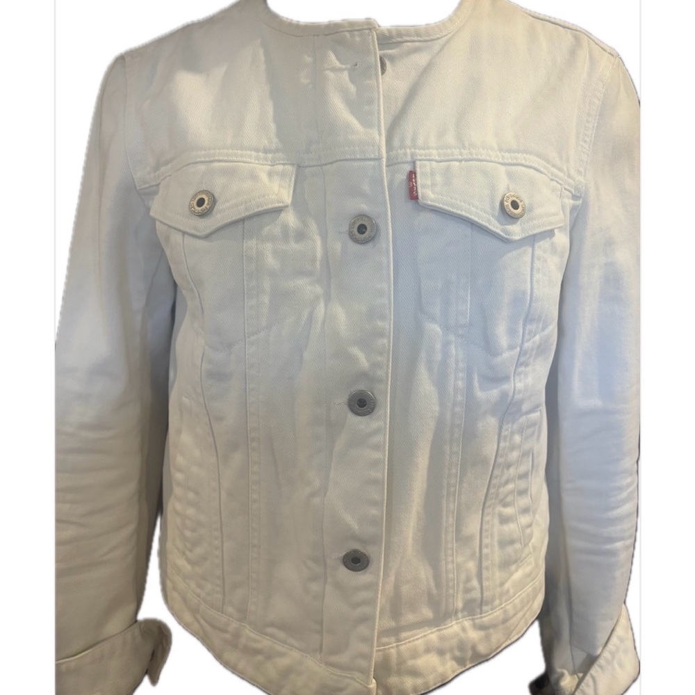 Levi's White Collarless Denim Jacket - Women's